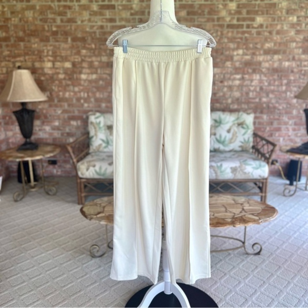 Sweatpants Cream Knit Full Leg Pull-on Terry Cloth NWOT L Athleisure